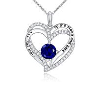 CRYSLOVE Collier pour Femmes Amour pour Toujours Cœur Collier en Argent Plaqué Pierre de Naissance Pendentif Colliers Bijoux Cadeau de la Saint-Valentin D'anniversaire Fête des mères