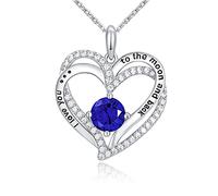 CRYSLOVE Collier pour Femmes Amour pour Toujours Cœur Collier en Argent Plaqué Pierre de Naissance Pendentif Colliers Bijoux Cadeau de la Saint-Valentin D'anniversaire Fête des mères