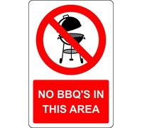 Crysss Panneau de sécurité en aluminium avec inscription « No Bbq'S in This Area Fire Safety » 20 x 30 cm