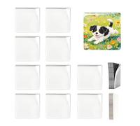 Crystal Acrylic Display Kit, Square Magnet Frame Set, 2x2 Inch Photo Bonding With Adhesive Backing, Clear Fridge Art Panel With Strong Hold Layer, Minimal Grid Frame Design Kit for Home Dorm Kitchen