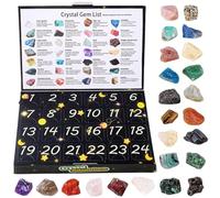 Crystal Advent Calendar 2025, compte à rebours 24 jours avec des pierres naturelles, un ensemble de collection de Noël pour enfants (pierre rugueuse)