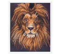 CRYSTAL ART Broderie Diamant Kit Complet - Lion - Diamond Painting Enfant et Adulte - Tableau Numéro - Activité Manuelle et Loisirs Créatifs - Creation Avec Cadre Métal 21x25cm - Art Mural