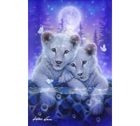 CRYSTAL ART Broderie Diamant Kit Complet - Tigres - Diamond Painting Enfant et Adulte - Tableau Numéro - Activité Manuelle et Loisirs Créatifs - Creation Avec Cadre Métal 21x25cm - Art Mural