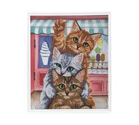 Crystal Art Kit Broderie Diamant Avec Cadre Blanc 21x25cm - Chatons