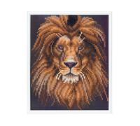 Crystal Art Kit Broderie Diamant Avec Cadre Blanc 21x25cm - Lion