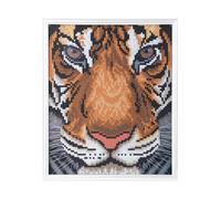Crystal Art Kit Broderie Diamant Avec Cadre Blanc 21x25cm -Tigre