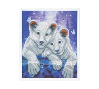 Crystal Art Kit Broderie Diamant Avec Cadre Blanc 21x25cm - Tigres