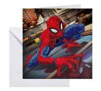 Crystal Art - Kit Carte à Diamanter - Décoration aux Couleurs Assorties - Loisirs Créatifs et Activités Manuelles - Thème Spiderman - 18x18 cm - Dès 8 ans