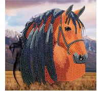 CRYSTAL ART Kit Diamond Painting Dès 8 Ans - Activité DIY Adulte, Enfant - Carte à Diamanter 18 x 18 cm - Cheval - avec Cristaux, Stylet et Accessoires - Cadeau Créatif