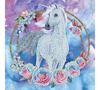 Crystal Art Kit Carte Broderie Diamant 18x18cm Licorne En Fleurs