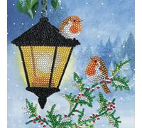 Crystal Art Kit Carte Broderie Diamant 18x18cm Rouge-Gorges En Hiver