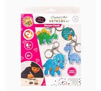 CRYSTAL ART - Kit Complet de 3 Porte-Clés Broderie Diamant et à Collectionner - Activité Manuelle de Création et Ludique - Trio de Dinosaures - Dès 8 ans - 7 x 8 cm