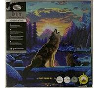 Crystal Art - Kit Diamond - Loup hurlant - 30 x 30 cm Bleu G