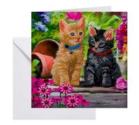 CRYSTAL ART Kit Diamond Painting Dès 8 Ans - Activité DIY Adulte, Enfant - Carte à Diamanter 18 x 18 cm - Chatons - avec Cristaux, Stylet et Accessoires - Cadeau Créatif