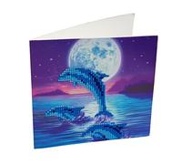 CRYSTAL ART Kit Diamond Painting Dès 8 Ans - Activité DIY Adulte, Enfant - Carte à Diamanter 18 x 18 cm - Dauphins - avec Cristaux, Stylet et Accessoires - Cadeau Créatif