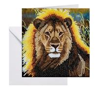 Crystal Art Kit Diamond Painting Dès 8 Ans - Activité DIY Adulte, Enfant - Carte à Diamanter 18 x 18 cm - Lion - avec Cristaux, Stylet et Accessoires - Cadeau Créatif
