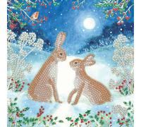 CRYSTAL ART Kit Diamond Painting Dès 8 Ans - Activité DIY Adulte, Enfant - Carte à Diamanter 18 x 18 cm - Lapin au Clair de Lune - Avec Cristaux, Stylet et Accessoires - Cadeau Créatif