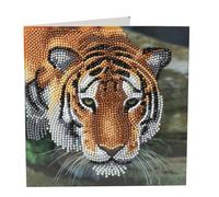 CRYSTAL ART Kit Diamond Painting Dès 8 Ans - Activité DIY Adulte, Enfant - Carte à Diamanter 18 x 18 cm - Tigre - avec Cristaux, Stylet et Accessoires - Cadeau Créatif