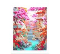 Crystal Art - Kit Poster Broderie Diamant - Activité Manuelle de Création et Ludique - Tableau Decoration Murale - Thème : Le Jardin Japonais - Dès 8 ans - 35 x 45 cm