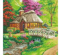 CRYSTAL ART Kit Tableau à diamanter sur châssis 30 x 30 cm - T. Kinkade Cottage