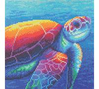 CRYSTAL ART - Kit Tableau Broderie Diamant sur Chassis Toilé - Activité Manuelle de Peinture - Loisirs Créatifs - Adulte et Enfant - Thème : La Tortue - Format : 30 x 30 cm