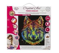 Crystal Art - Kit Tableau Broderie Diamant sur châssis toilé - Loup multicolore 30x30 cm