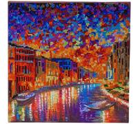 CRYSTAL ART - Kit Tableau Broderie Diamant sur Chassis Toilé - Activité Manuelle de Peinture - Loisirs Créatifs - Adulte et Enfant - Thème : Afremov Les Gondoles - Format : 30 x 30 cm