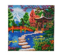 Crystal Art - Kit broderie diamant sur châssis toilé Jardin japonais 30 x 30 cm Adulte & Enfant