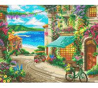 CRYSTAL ART Kit Tableau à diamanter sur châssis 50 x 40 cm - T. Kinkade sur la côte Italienne