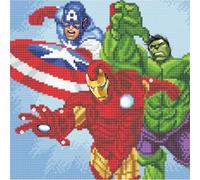 Crystal Art - Kit tableau broderie diamant sur châssis toilé - Marvel Super-héros - 30 x 30 cm