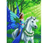 CRYSTAL ART - Kit Tableau Broderie Diamant sur Chassis Toilé - Activité Manuelle de Peinture - Loisirs Créatifs - Adulte et Enfant - Anne Stokes Balade à Licorne - Format : 40 x 50 cm