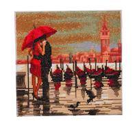 Crystal Art – Kit tableau broderie diamant sur châssis toilé Venise Romantique 30×30 cm