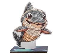 Crystal Art Wildlife Buddies - Kit original de peinture diamant requin, kit de bricolage pour enfants 6+ avec cristaux en résine brillants et support en bois, 11 cm, CAFGR-31GEN053