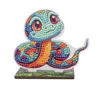 CRYSTAL ART Wildlife Buddies-Le Kit Diamond Painting Original, Serpent, avec Diamants en résine Brillante, Set créatif 6+ avec Support en Bois, 11 cm, CAFGR-31GEN045