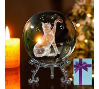 Crystal Ball 3D Laser Moon and Fairy Figurines Glass Paperweights with Stand Gift Box Ornaments Gifts for Women for The Home Office Decor,A-8cm