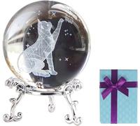 Crystal Ball 3D Laser Moon and Fairy Figurines Glass Paperweights with Stand Gift Box Ornaments Gifts for Women for The Home Office Decor,A-6cm
