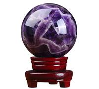 Crystal Ball Amethyst Decorative Crystals Sphere Sculpture Figurine Gemstone Feng Shui Home Desk Decor Collection,11cm/4.3in Gemstone Stone