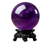 Crystal Ball Amethyst Quartz Gemstone Sphere with Stand Polished for Feng Shui and Home Decor,8cm Gemstone Stone