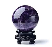 Crystal Ball, Dream Amethyst Crystal Ball with Stand Crystals Sphere Quartz Purple Crystal Ball Figurines for Divination Yoga Home Office FengShui Decoration,12cm/4.7in