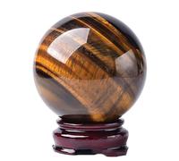 Crystal Ball Natural Tiger's Eye Ball Crystal Ball Gemstone Sphère Divination Ball avec Standchakra Aura Aura Home Desk Decor Decorative Precious Gifts, 80 mm