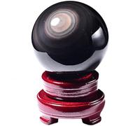 Crystal Ball Obsidian Ornament Lucky Transfer Office Desktop with Bracket Feng Shui Divination Home Decor Ornaments,obsidian-4cm Gemstone Stone