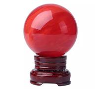 Crystal Ball Ornament Smelting Red Feng Shui Desktop Ornaments Living Room Office Study Home Decoration Display Sphere,13cm/5.1in Gemstone Stone