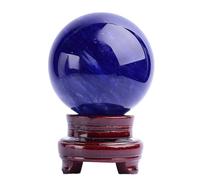 Crystal Ball Ornaments with Stand, Blue Smelting Quartz Decorative Stone Sphere Ball for Feng Shui Divination Crystal Orb Home Decor,5cm/1.96in