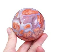 Crystal Ball Purple Cherry Blossom Agate Geode Gemstone Sphere Polished Balls for,Yoga,6.5-7cm Gemstone Stone