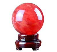 Crystal Ball, Red Melting Quartz Crystal Ball, Crystal Sphere with Stand, Feng Shui Crystals Gemstone Ball for Wealth Divination Home Decoration,17cm