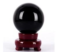 Crystal Ball Sphere with Stand,Black Magic Obsidian Crystal Sphere,Polished Carved Stone for Office Desk Top Home Decor Feng Shui,10cm/3.9in