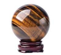 Crystal Ball Tiger Eye Stone Gemstone Sphere with Stand Ornament Divination for Feng Shui, Home Decor,7cm/2.7in