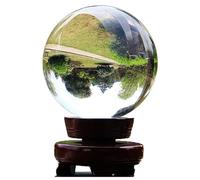 Crystal Ball White Transparent Glass Ball Office Living Room bar Decoration Crafts Home Decoration Base Solid Wood,4cm