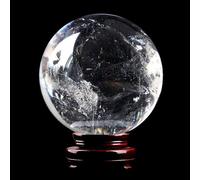 Crystal Ball with Stand Gemstone Quartz Sculpture Figurine for Home Decor, Divination, Magic,Precious Gifts for Family and Friends,11cm/4.3in