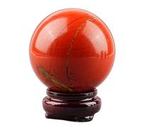 Crystal Ball with Stand,Polished Red Jasper Sphere for & Decoration, Stone Sculpture for Feng Shui Home Decor,65mm